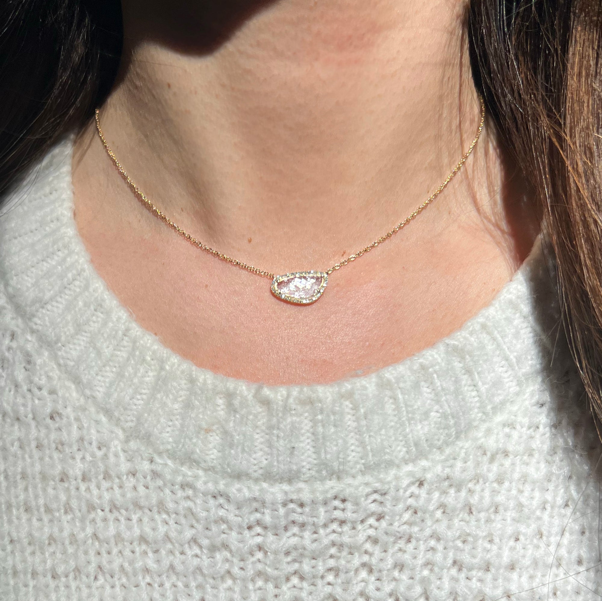 Diamond Slice Necklace in 14k Gold - Sparkle