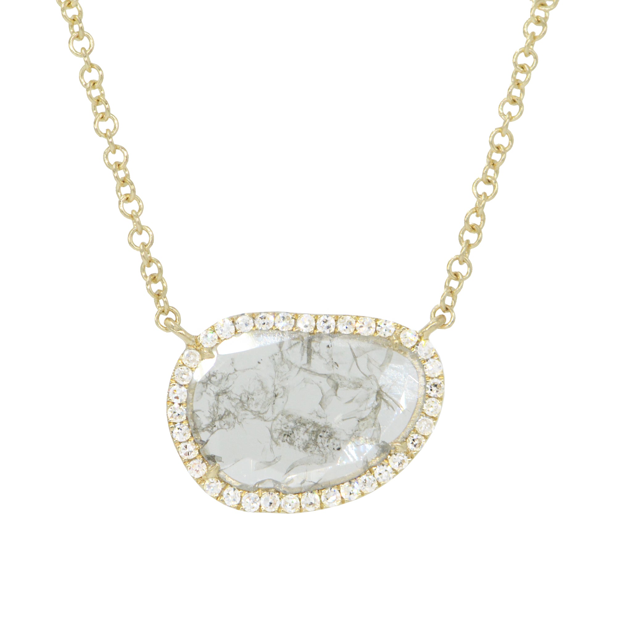 diamond slice necklace in 14k gold cloud