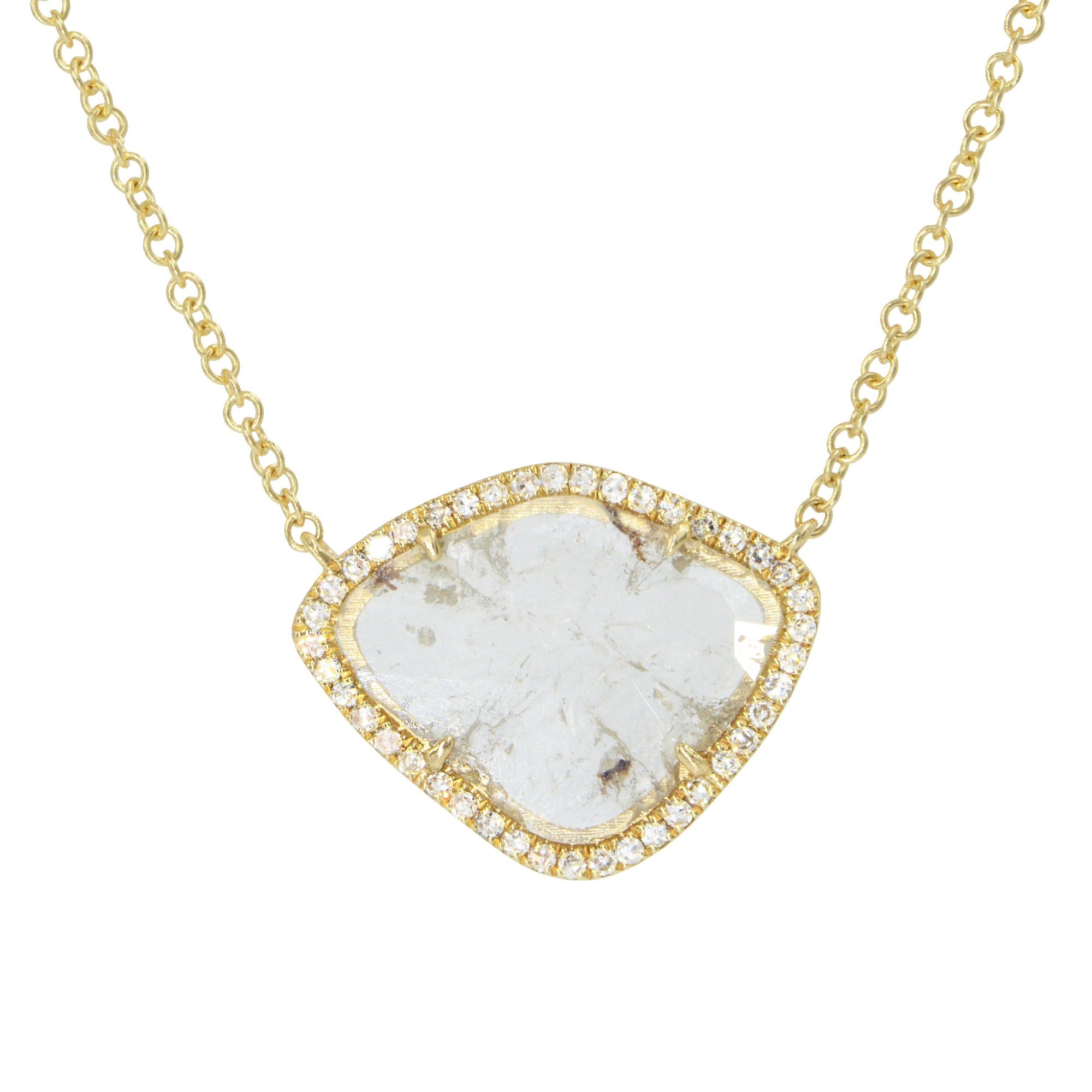 Diamond Slice Necklace in 14k Gold - Shield