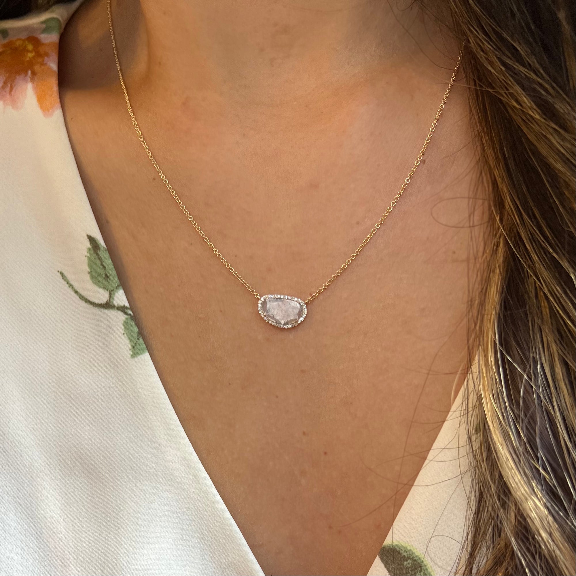 diamond slice necklace in 14k gold wisp