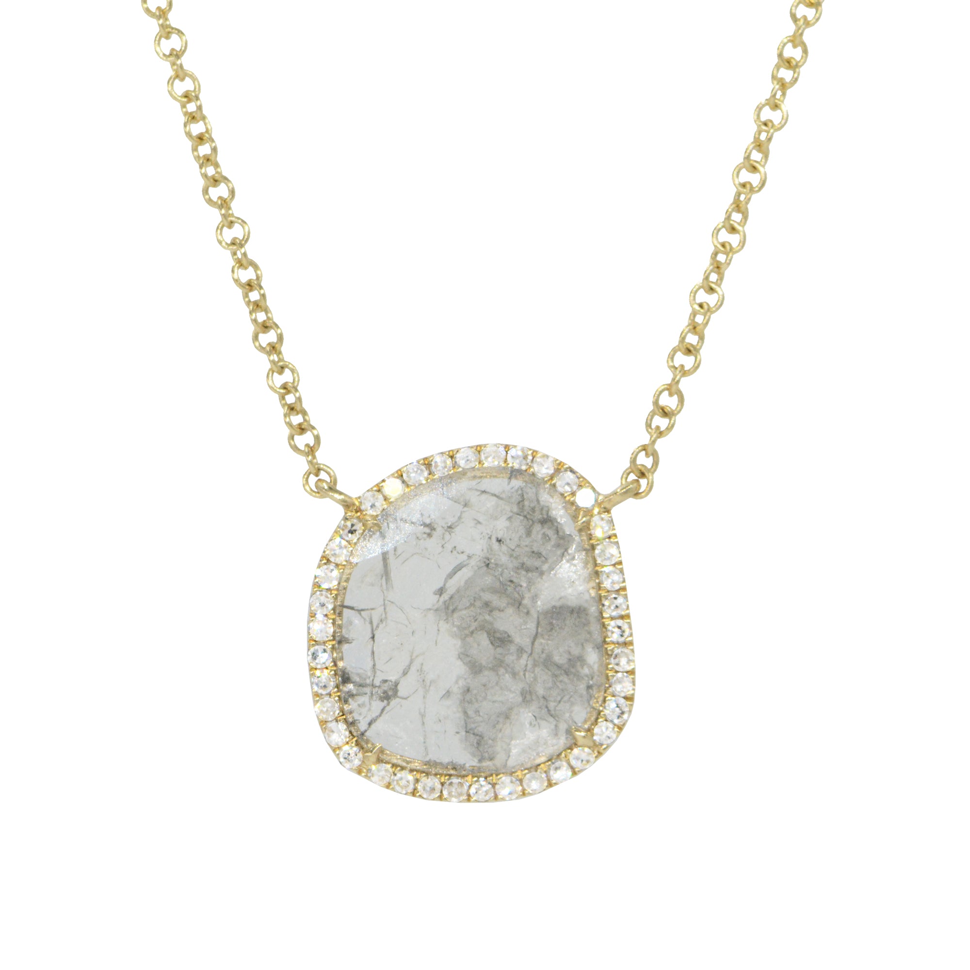 yin yang diamond slice necklace in 14k gold with diamonds