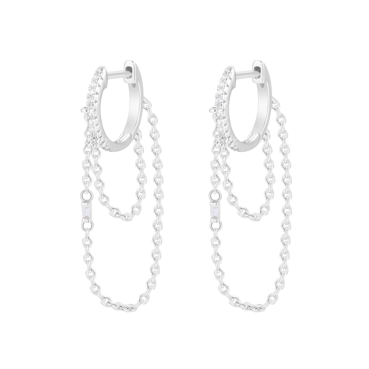 Chain Huggie Earrings with Crystals