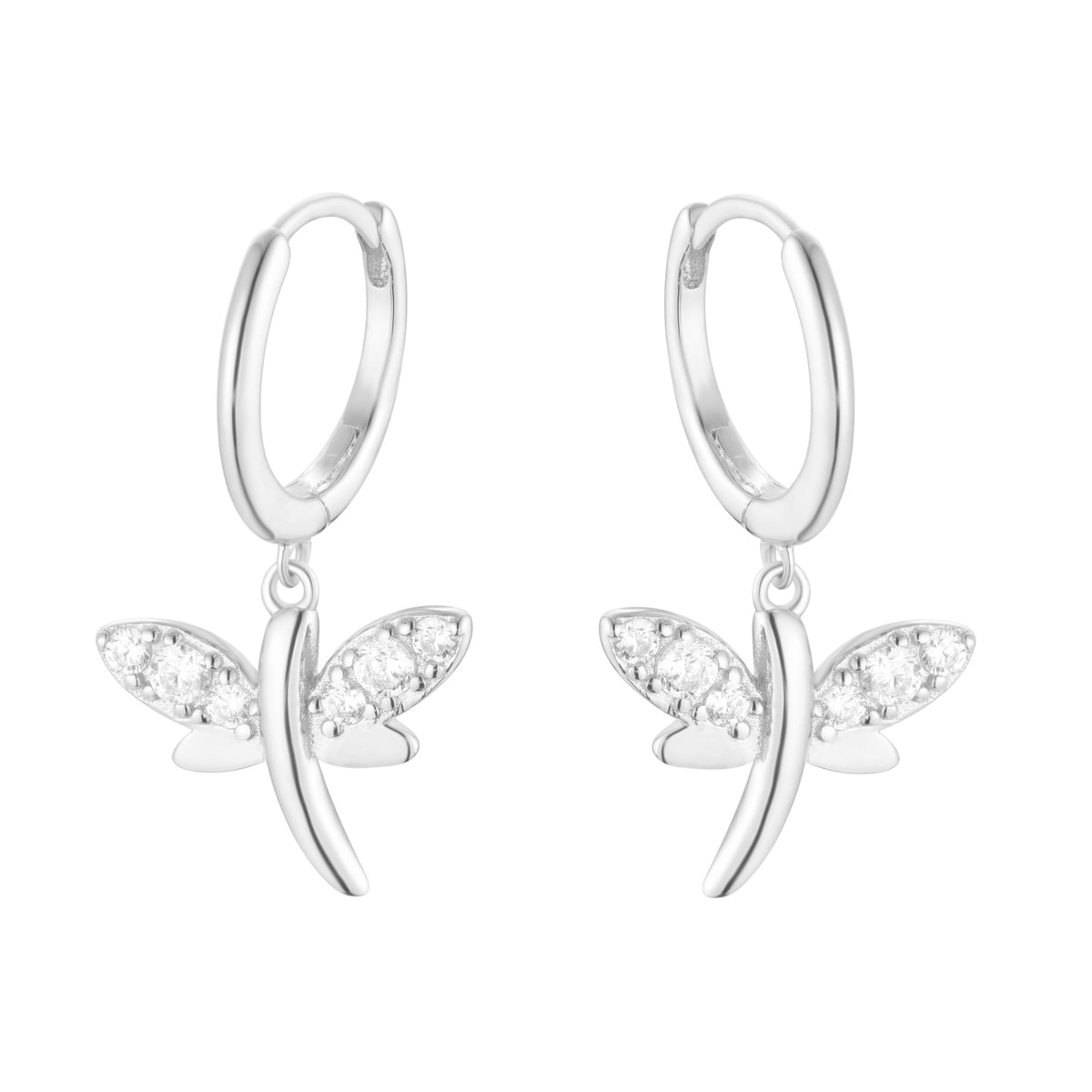 dragonfly huggie earrings with crystals