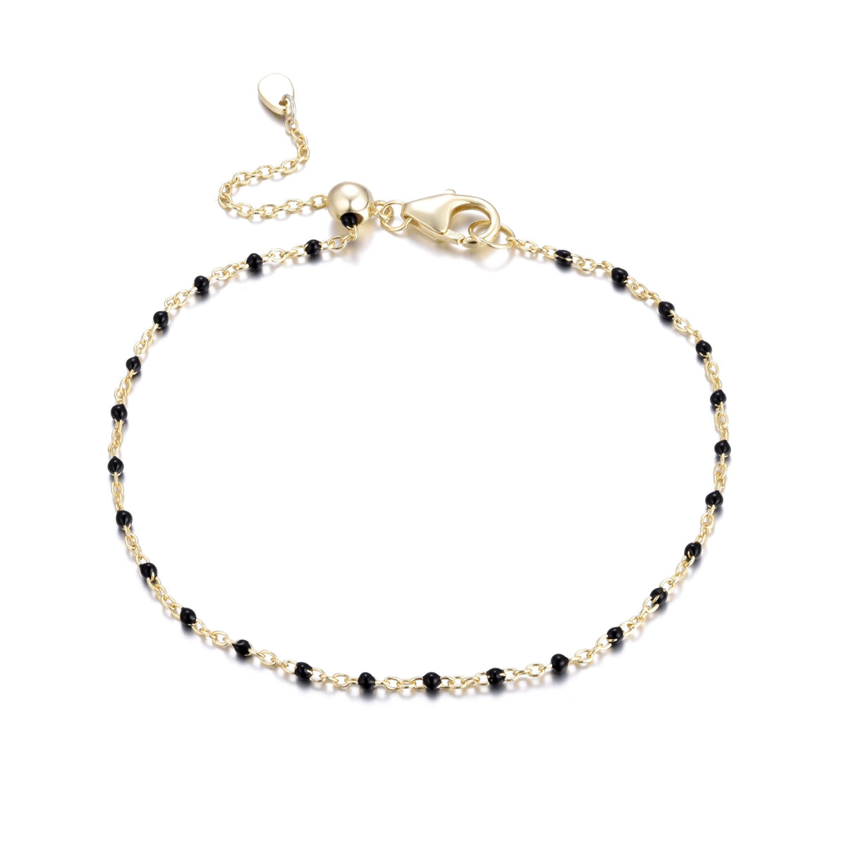 enamel beaded chain bracelet black