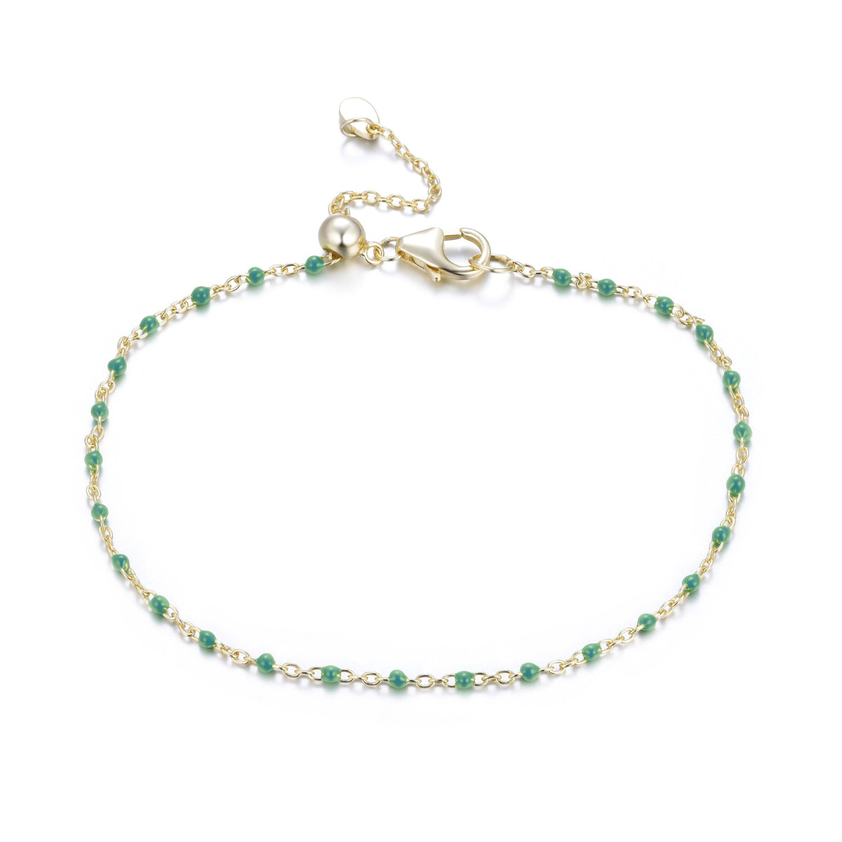 enamel beaded chain bracelet green