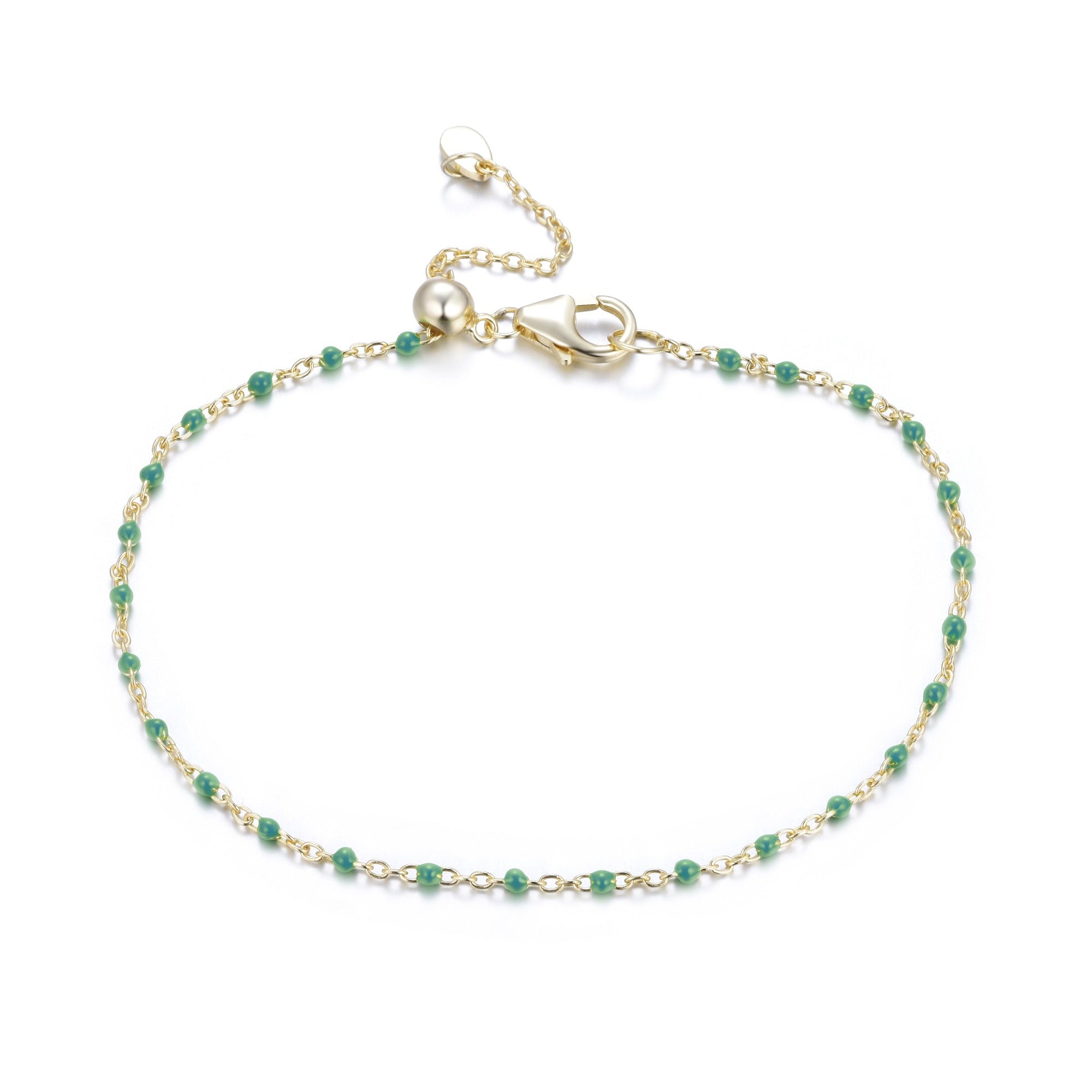enamel beaded chain bracelet turquoise