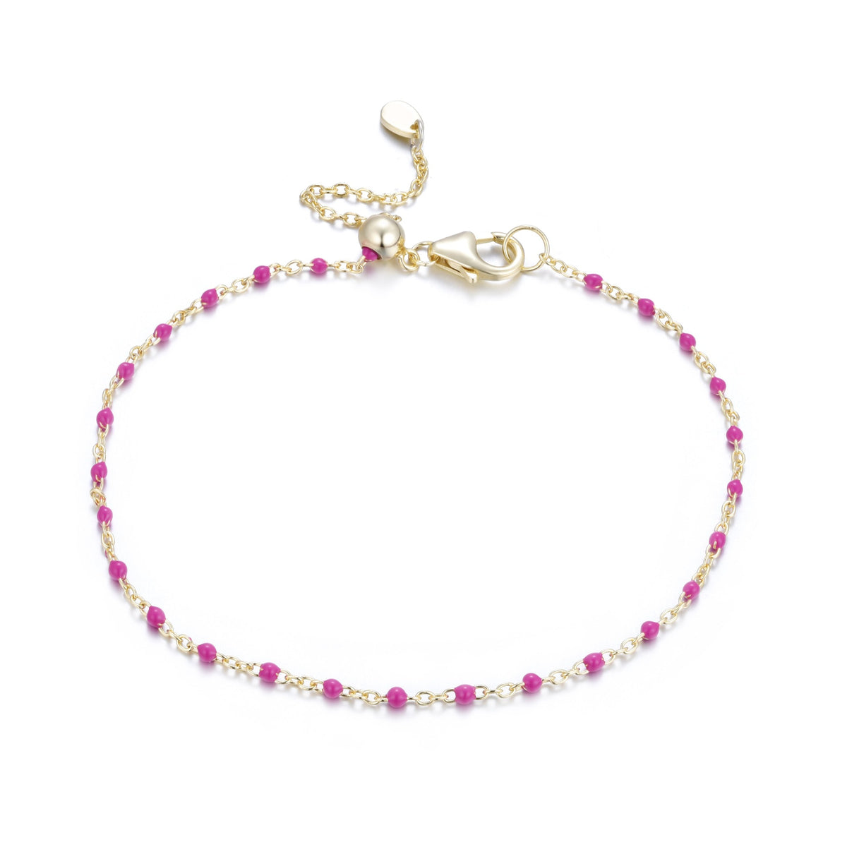 enamel beaded chain bracelet fuchsia