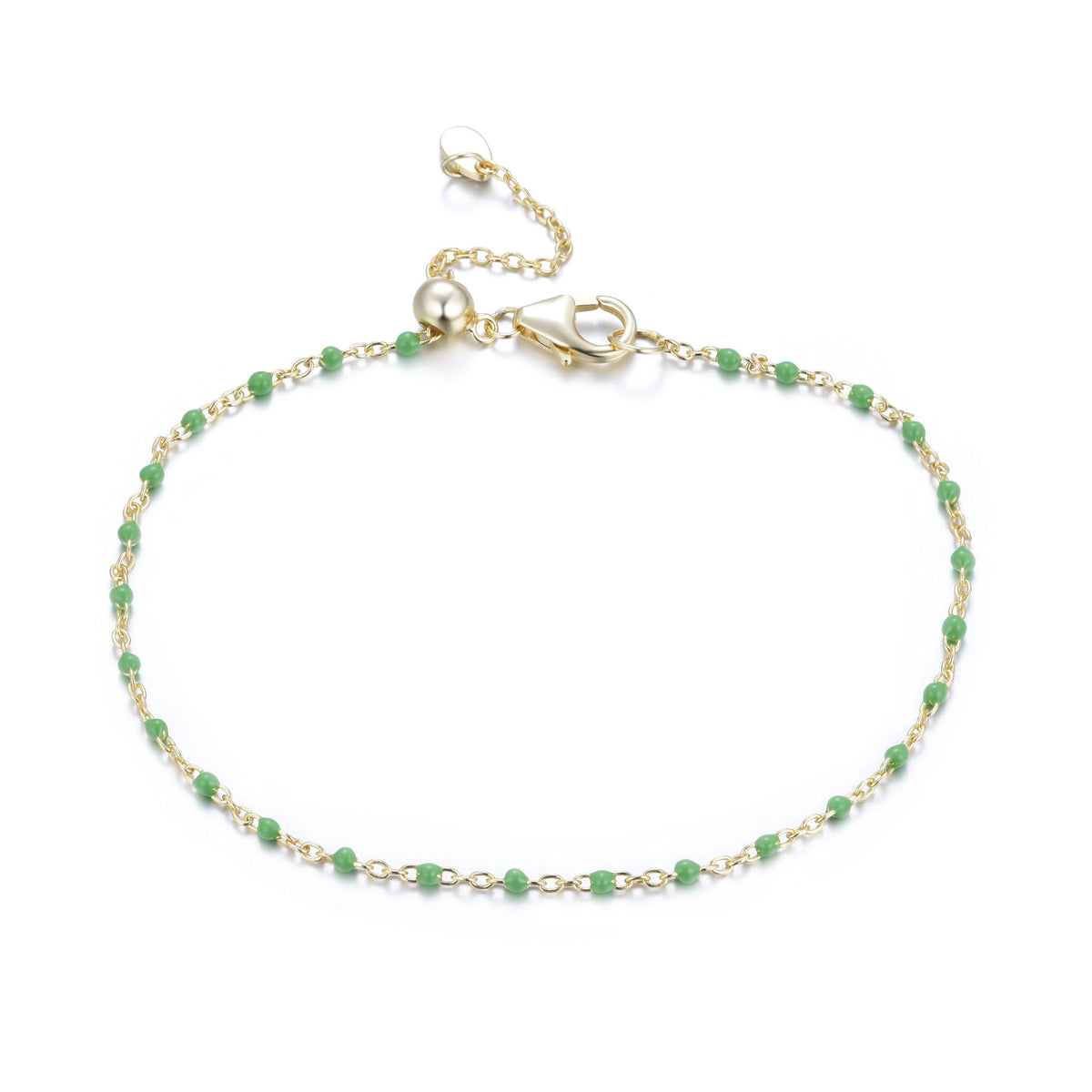 enamel beaded chain bracelet green