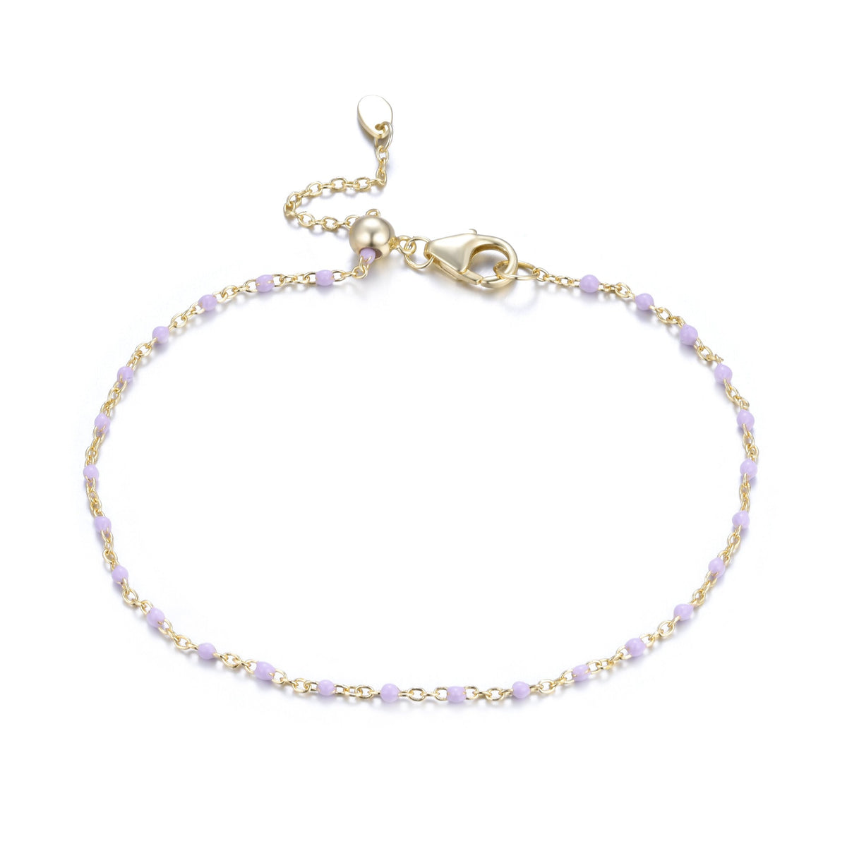 enamel beaded chain bracelet lavender