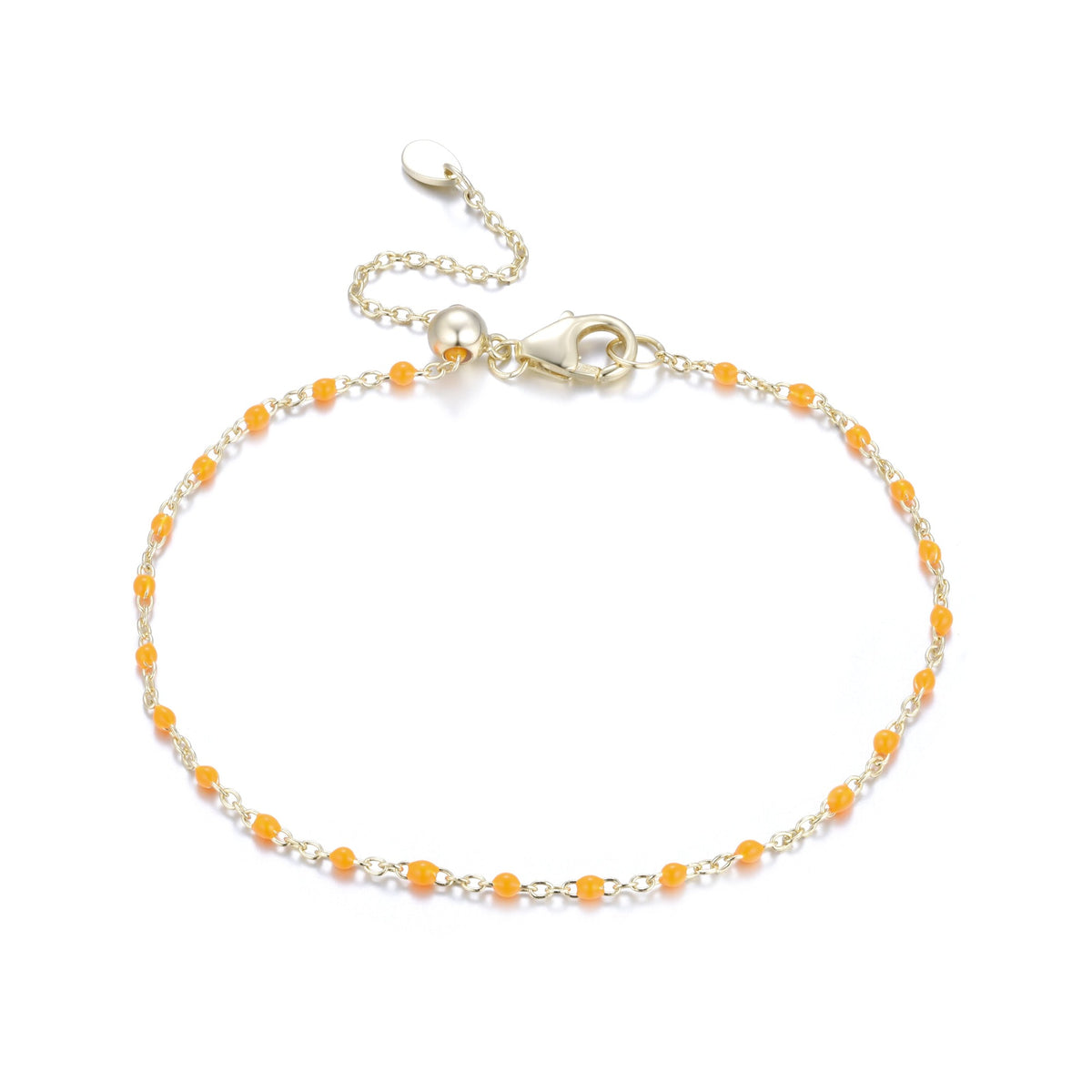 enamel beaded chain bracelet orange