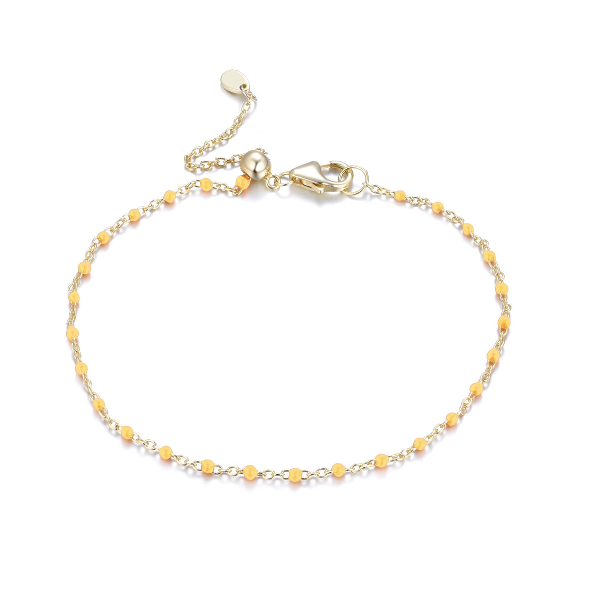 enamel beaded chain bracelet tangerine