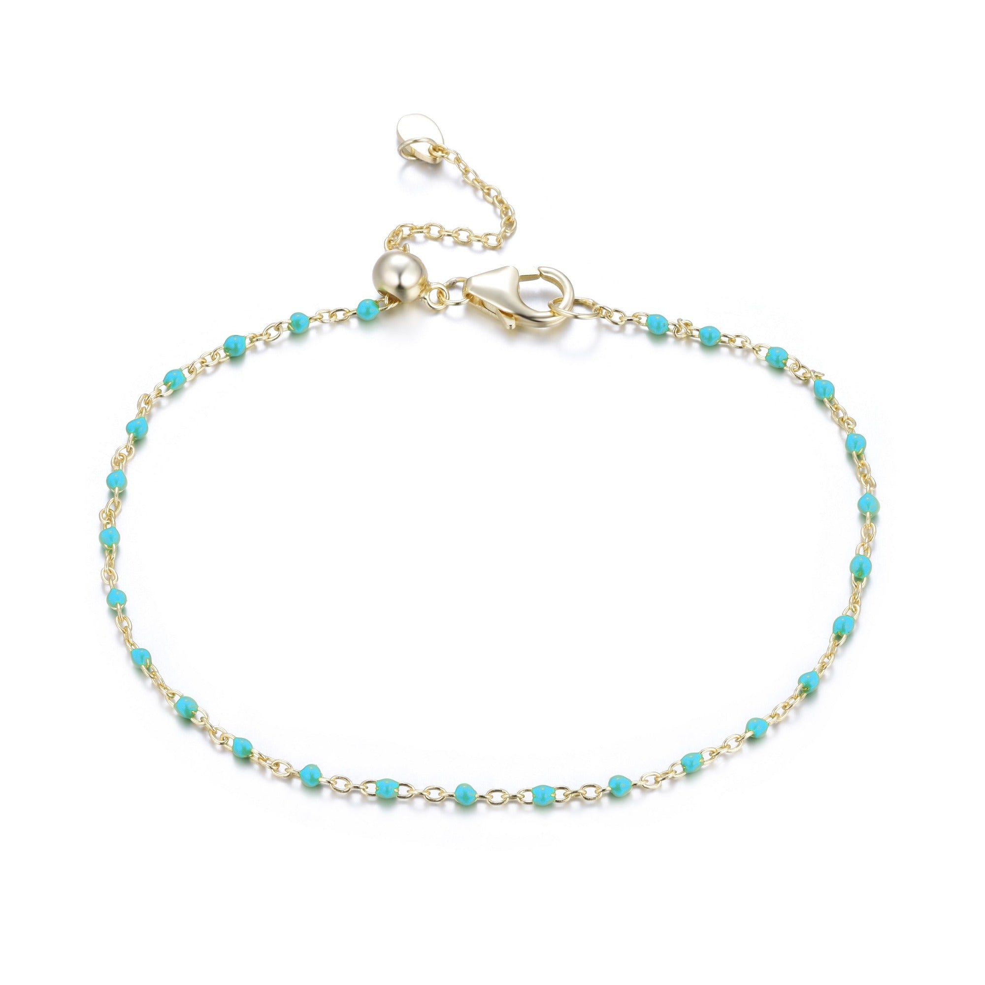 enamel beaded chain bracelet turquoise