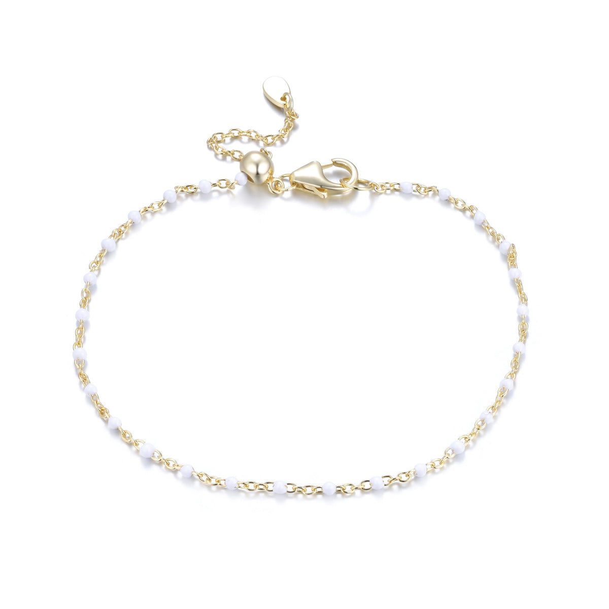 enamel beaded chain bracelet white