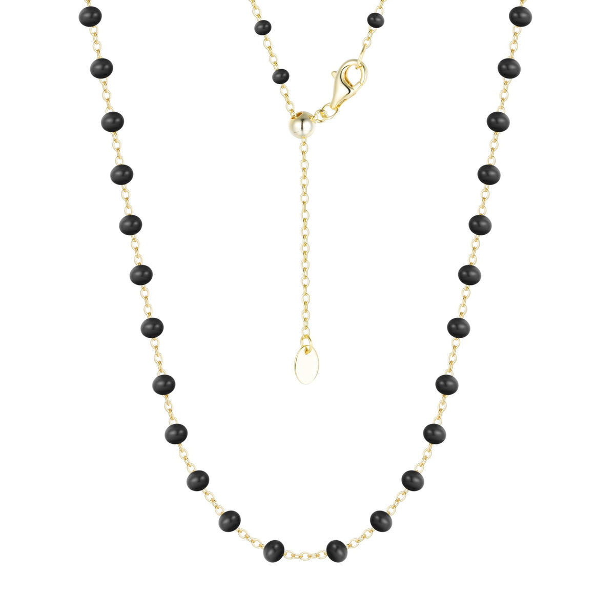 enamel beaded chain necklace large kamaria black