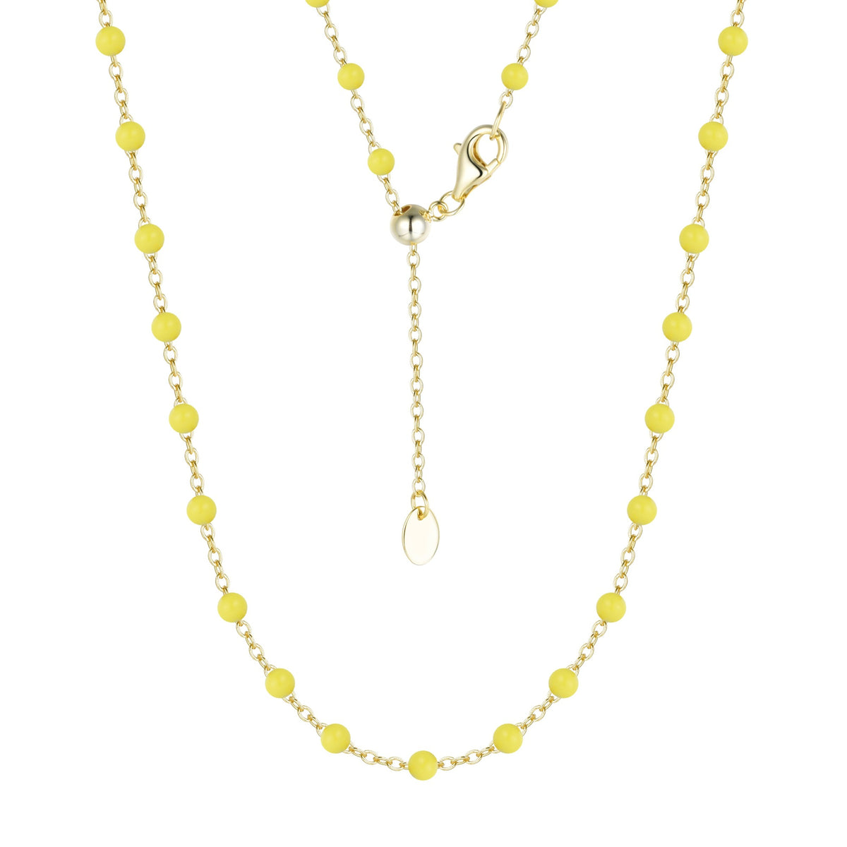 enamel beaded chain necklace large chartreuse