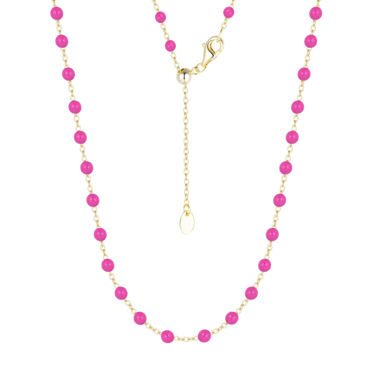 enamel beaded chain necklace large kamaria fuchsia