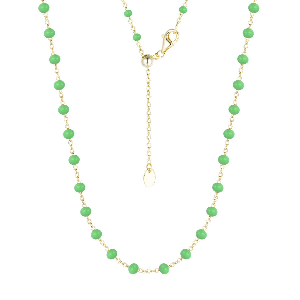 enamel beaded chain necklace large kamaria green