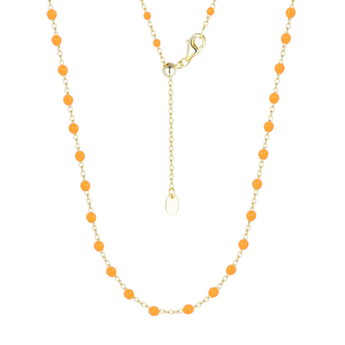 enamel beaded chain necklace large kamaria orange