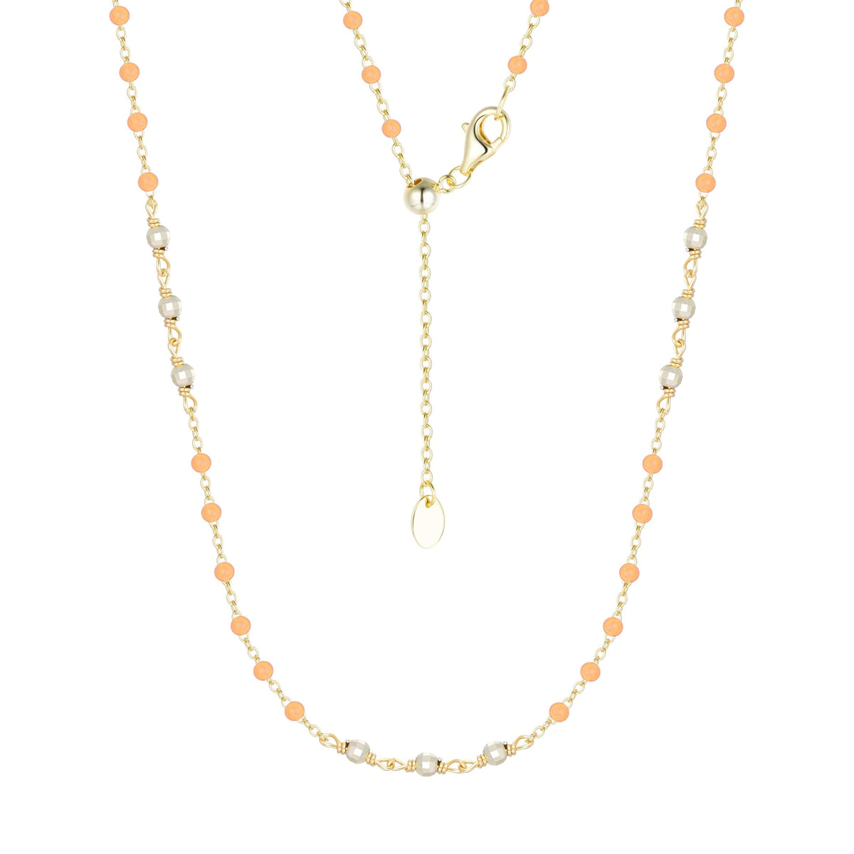 enamel beaded chain necklace with sparkle beads kamaria orange