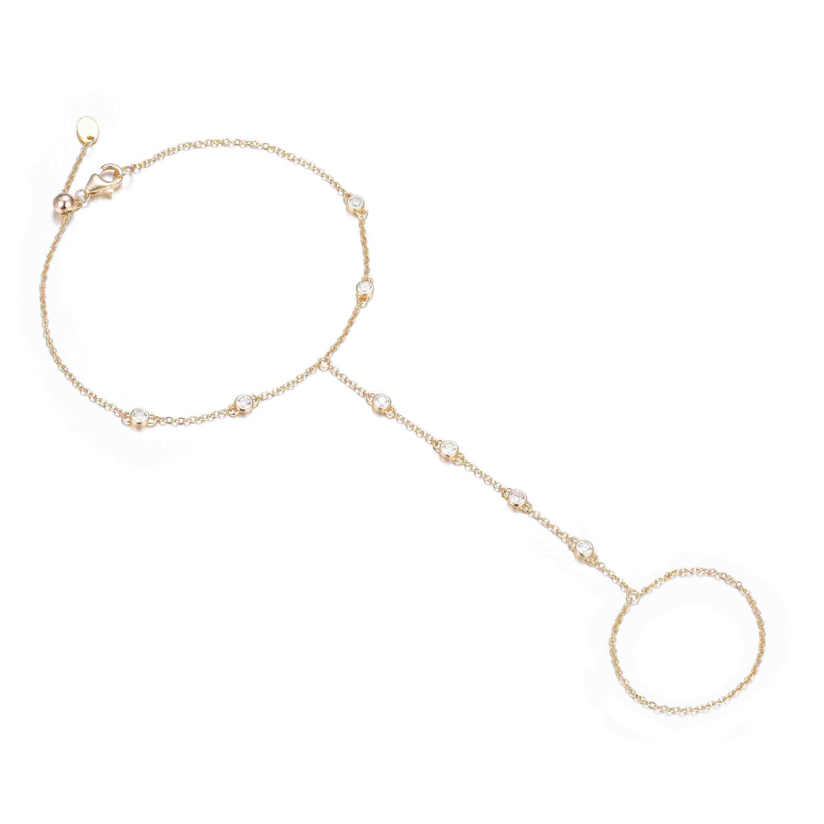 Eternal Line Hand Chain Bracelet With Crystals