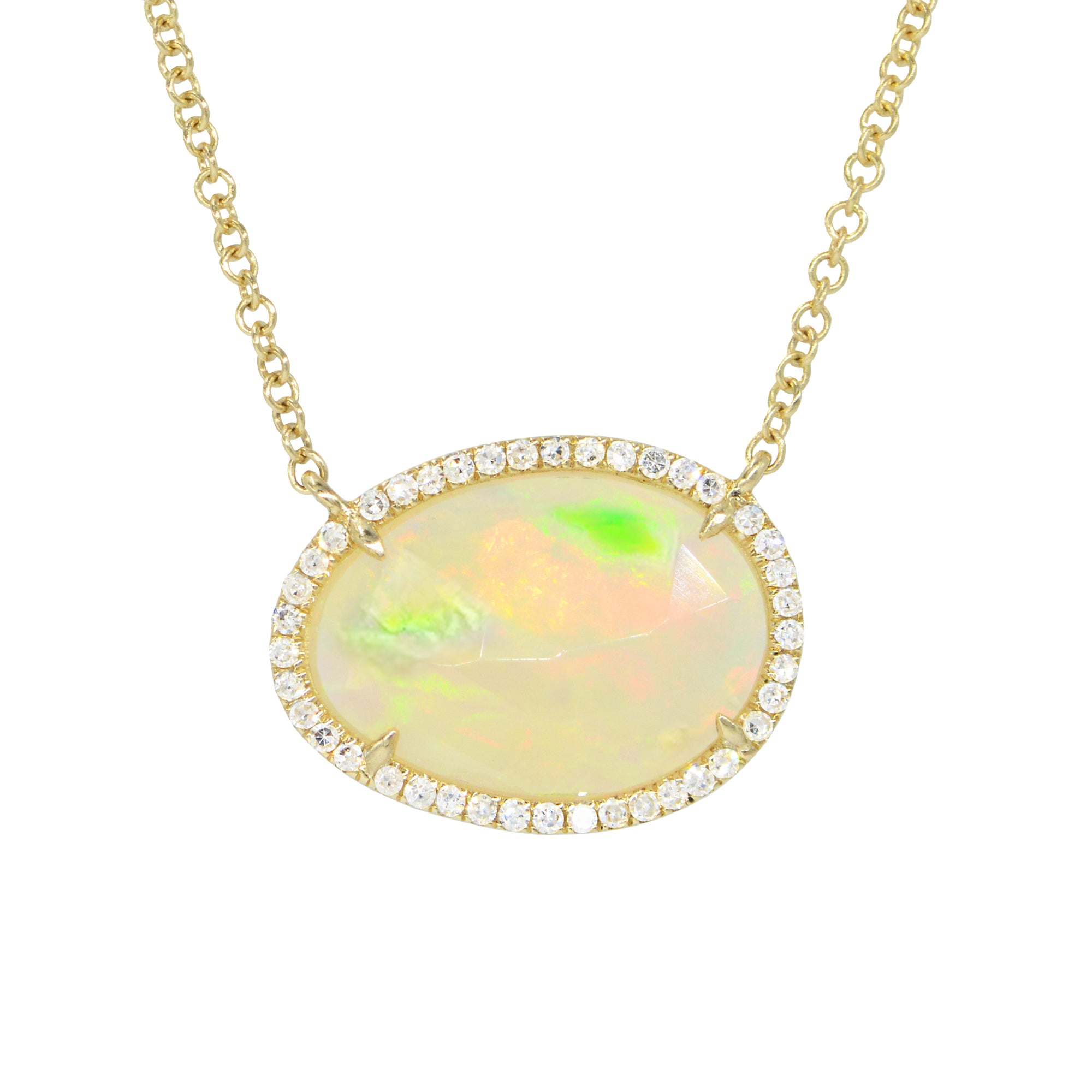 ethiopian opal necklace with diamonds large
