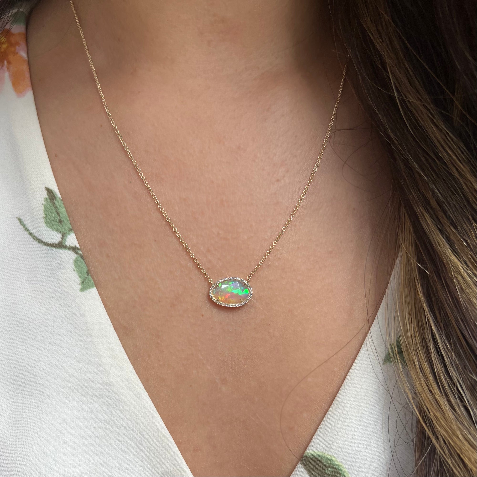 ethiopian opal necklace with diamonds