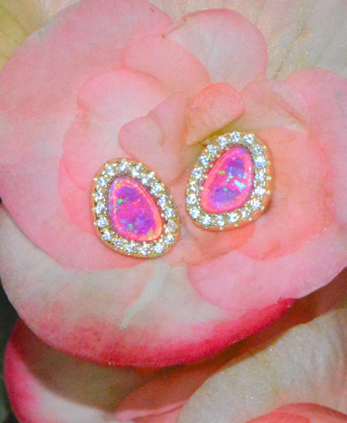 Opal Pebble Stud Earrings