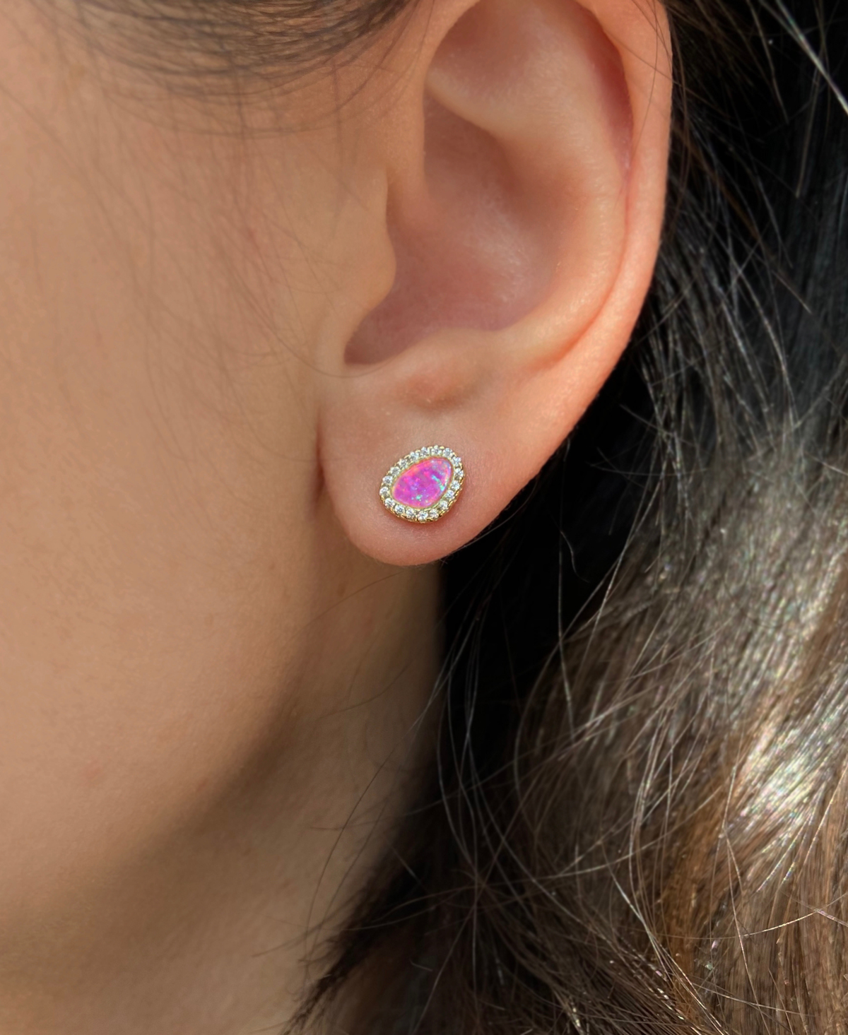 Opal Pebble Stud Earrings