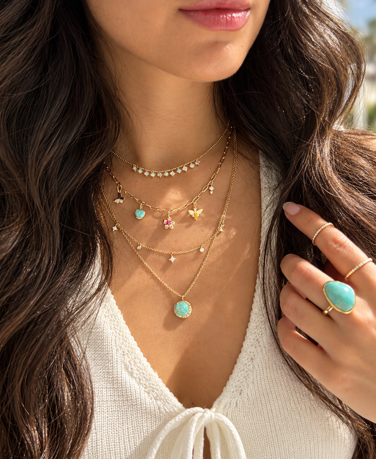 lights in milky way garden charm choker and celestial double layer opal necklace