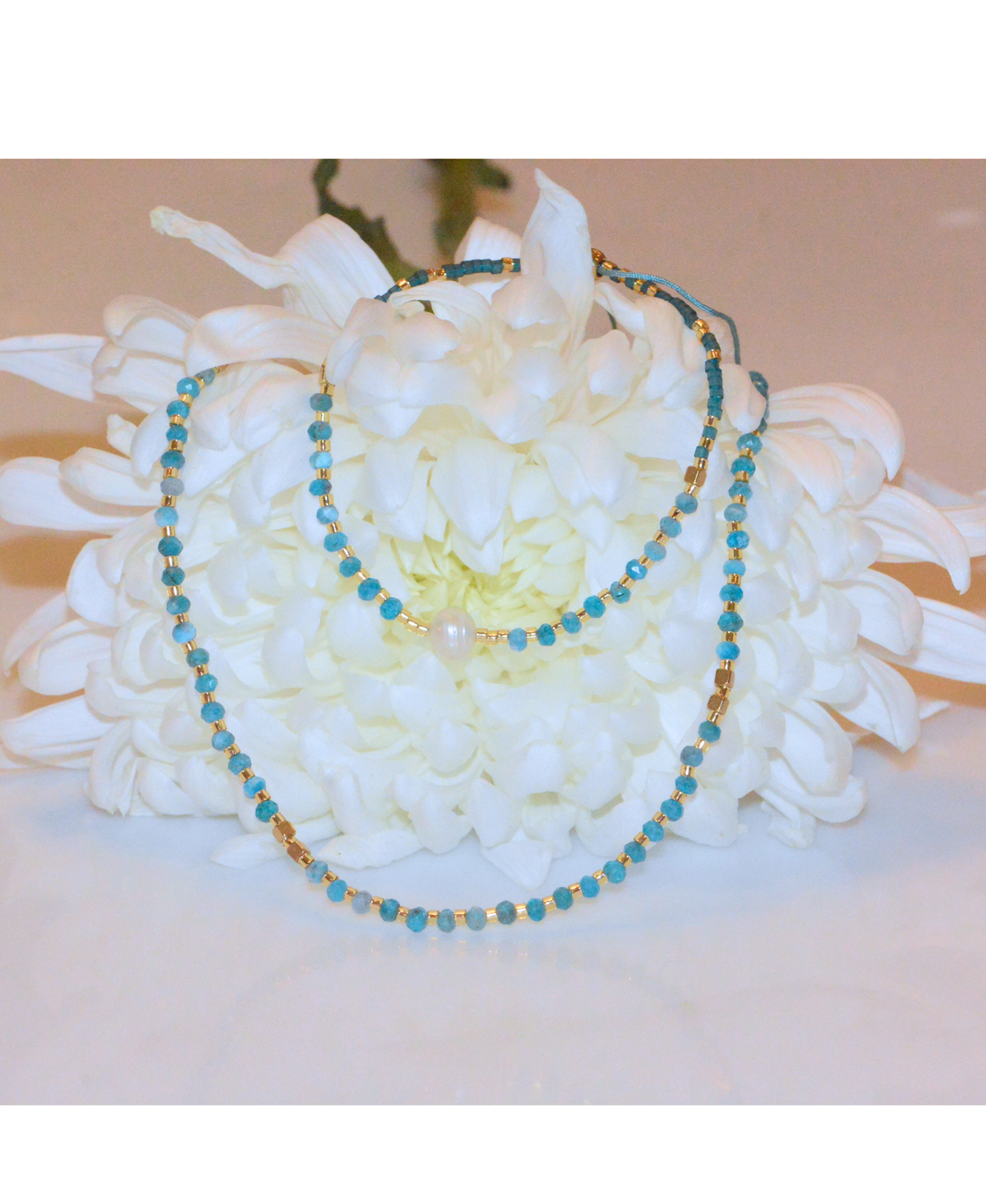 Lumira Mini Gemstone Necklace with Miyuki Beads