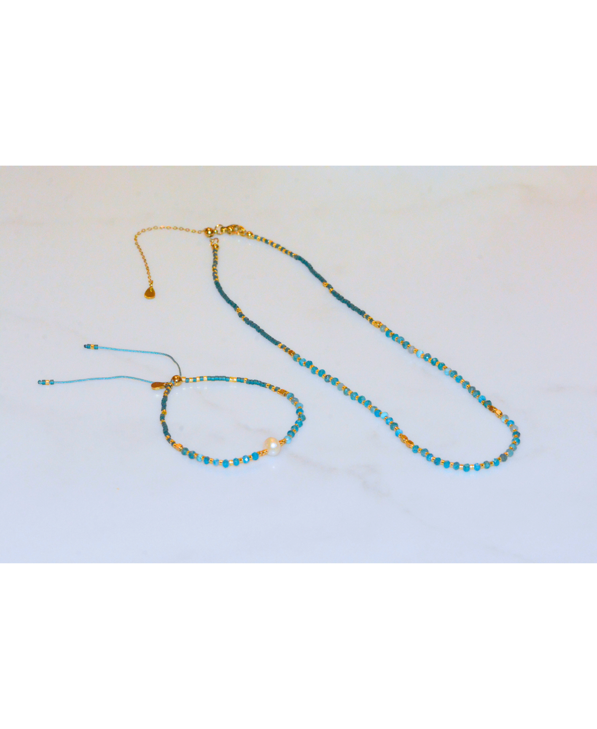 Lumira Mini Pearl and Gemstone Adjustable Bracelet With Miyuki Beads