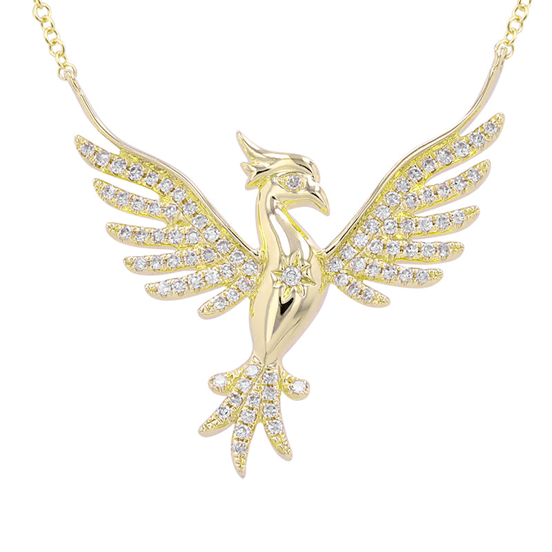 Rising Golden Phoenix Necklace with Diamonds Kamaria