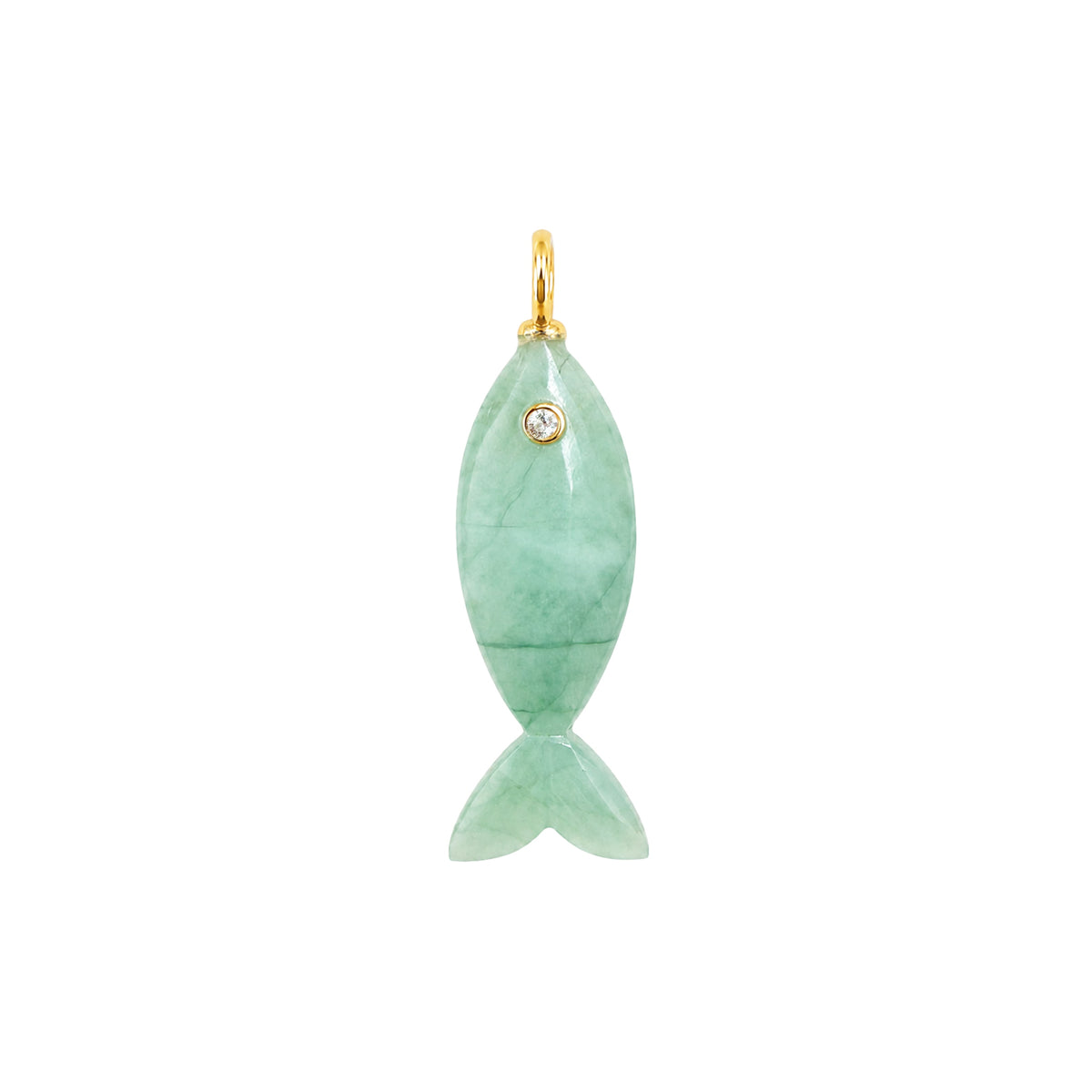 Mini Fish Gemstone Pendant With Topaz Green Aventurine