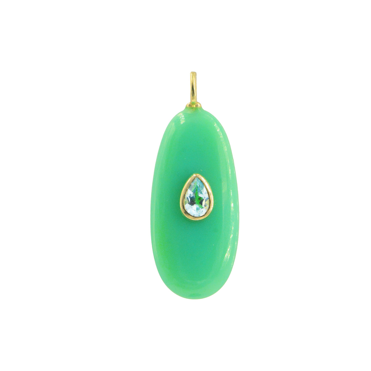 Green Chrysoprase Gemstone Pendant With Topaz
