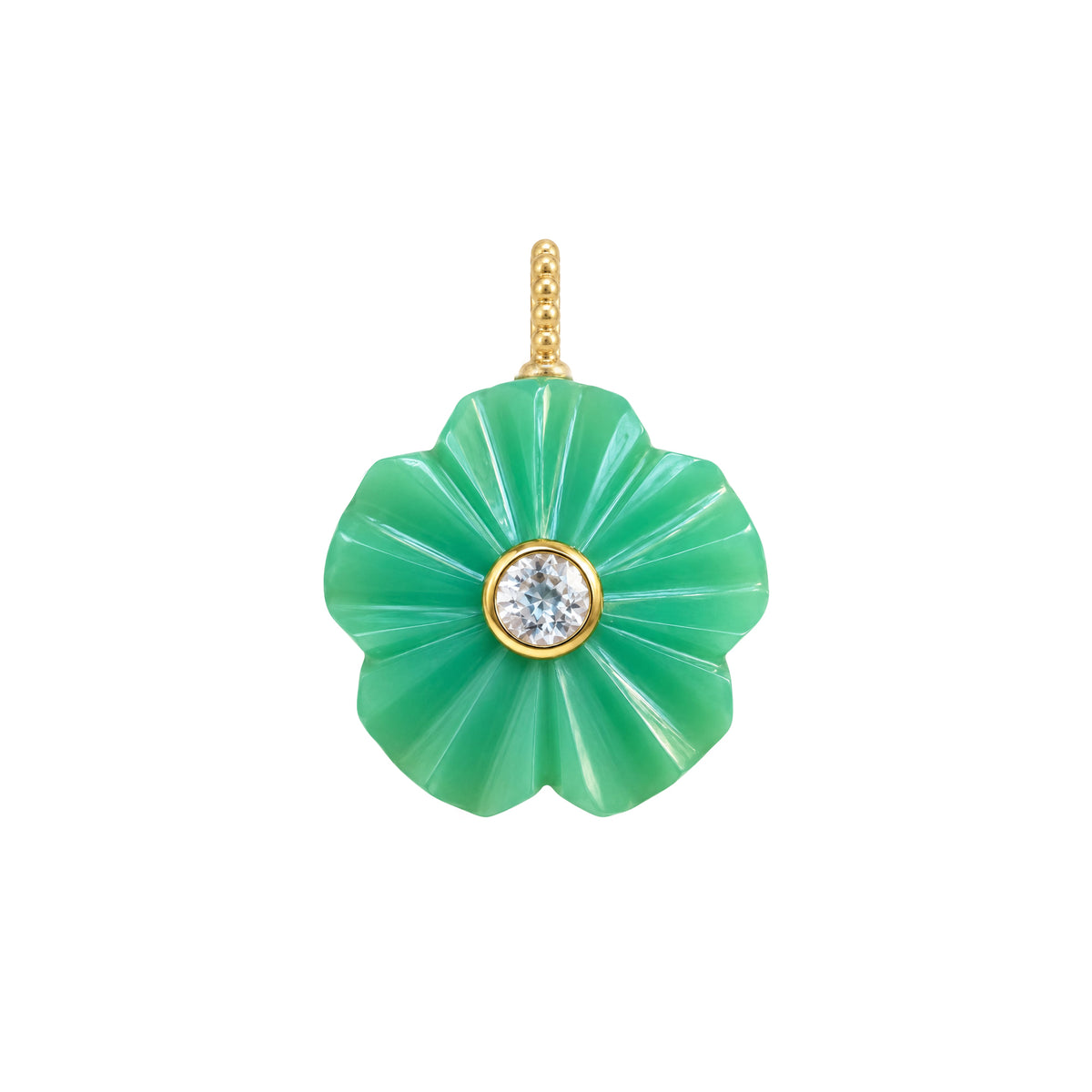 Flower Gemstone Pendant With Topaz Green Chrysoprase
