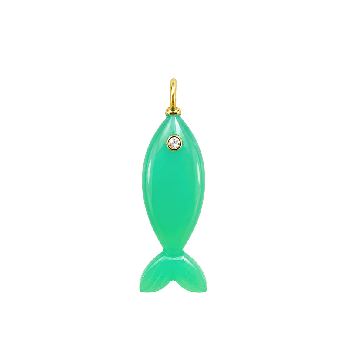 Mini Fish Gemstone Pendant With Topaz Green Chrysoprase