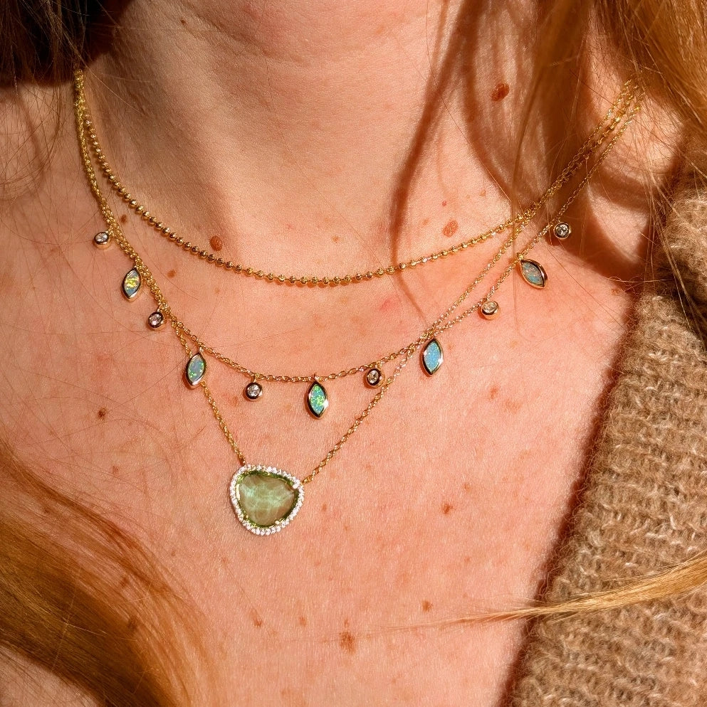 Marina Lab Created Gemstone Necklace With Crystals Layered Green