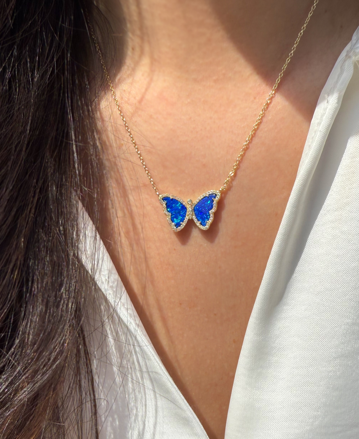 Gift Set | Opal Butterfly Necklace With Opal Butterfly Stud Earrings