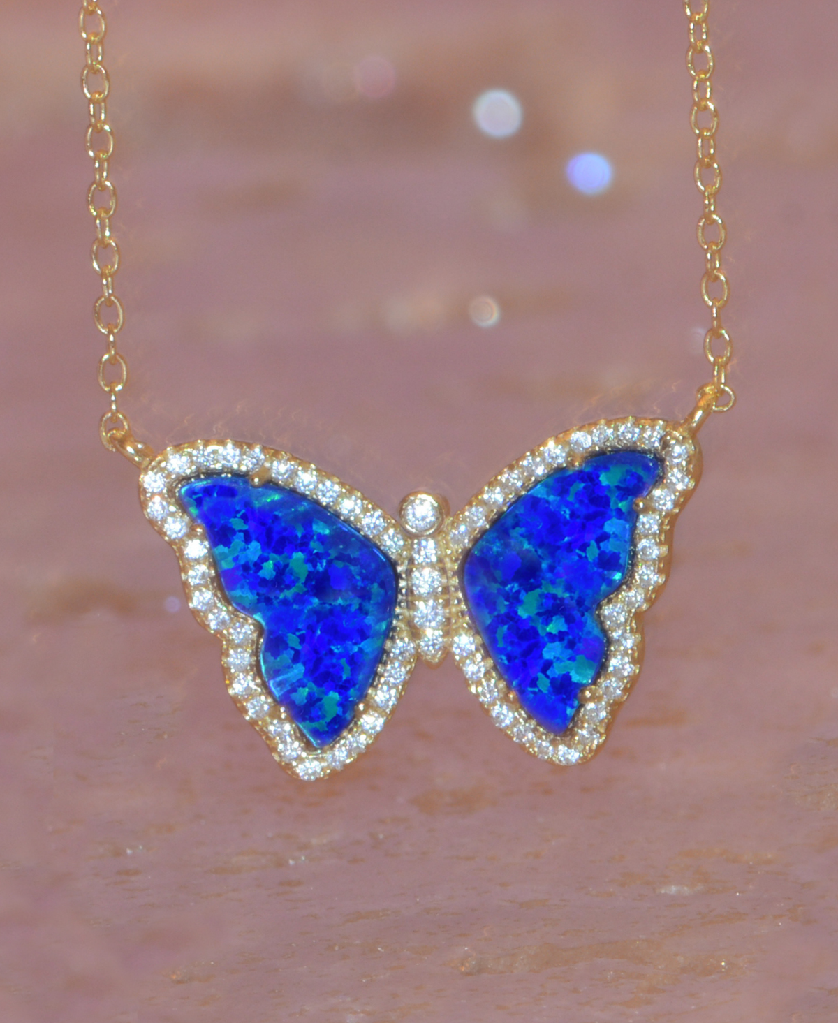 Gift Set | Opal Butterfly Necklace With Opal Butterfly Stud Earrings