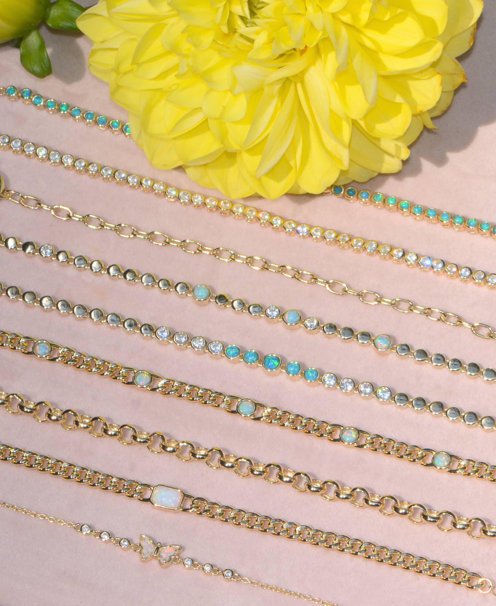 Opal Butterfly and CZ Bracelet