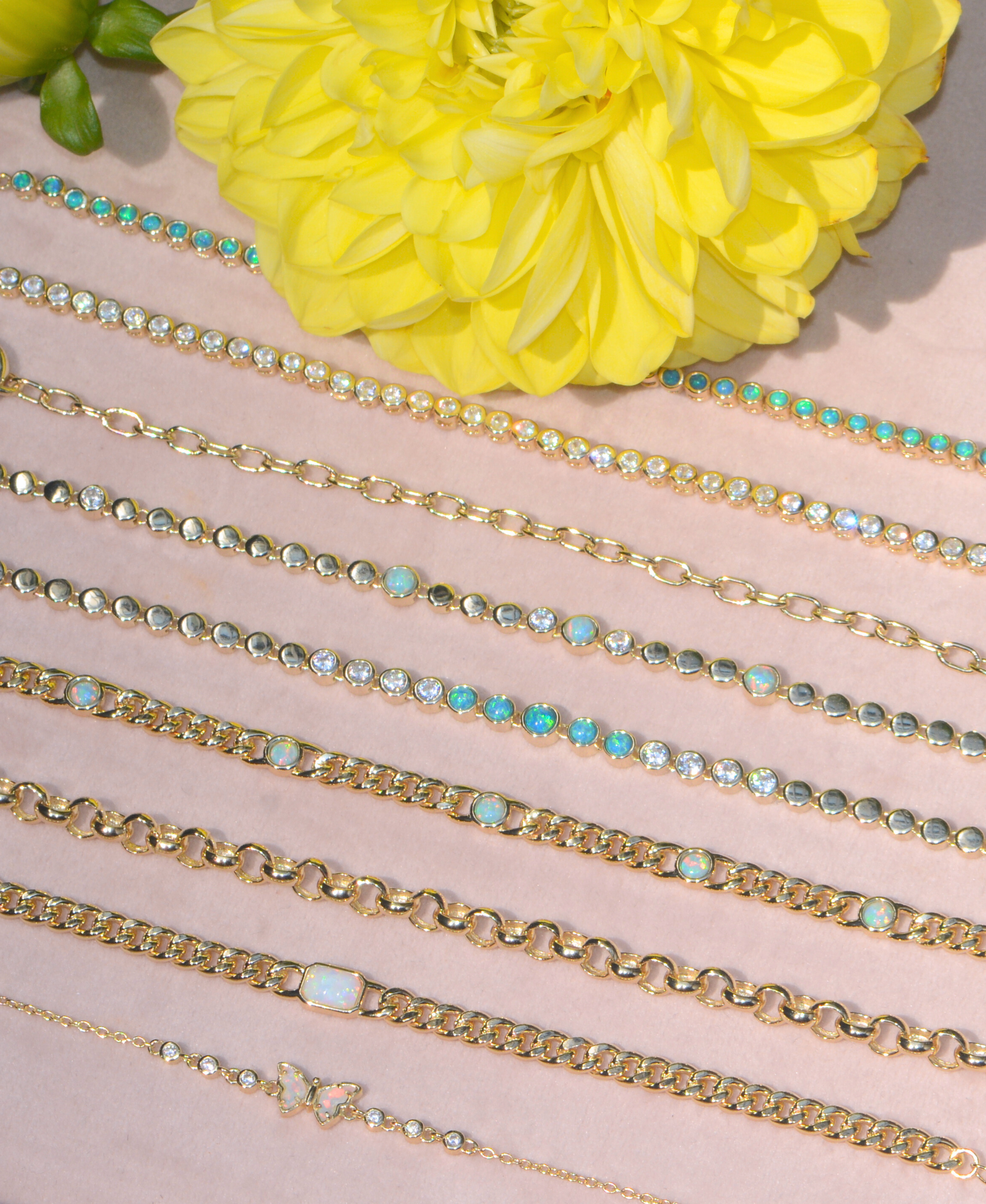 Opal Butterfly and CZ Bracelet