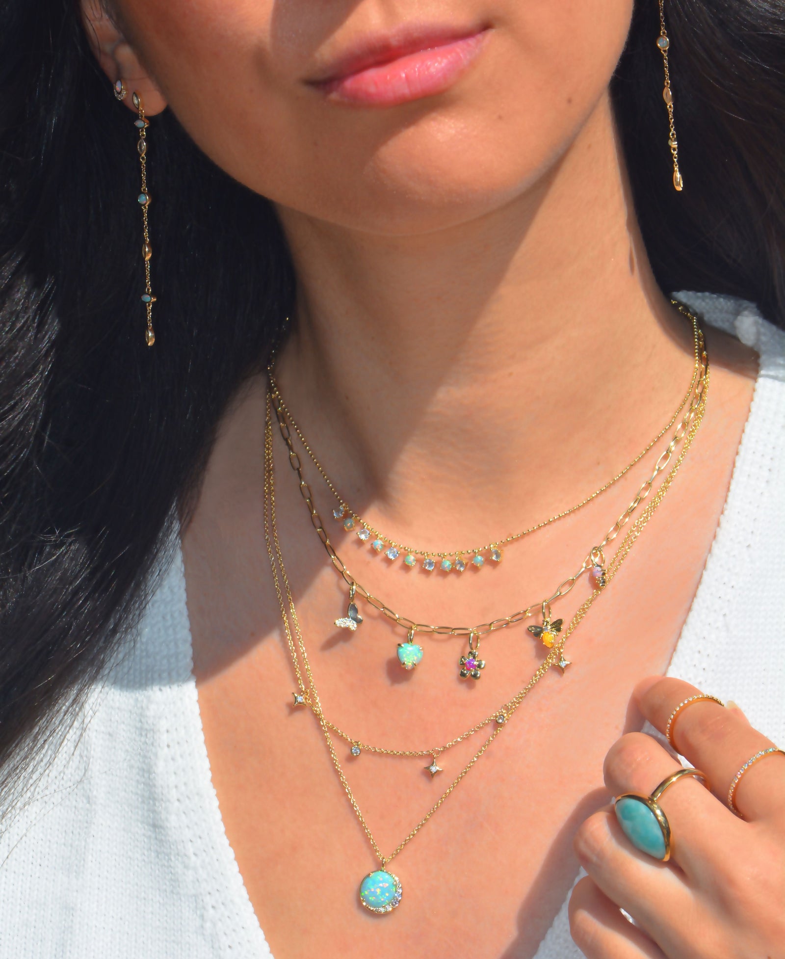 Falling Opal Blossoms Duster Earrings