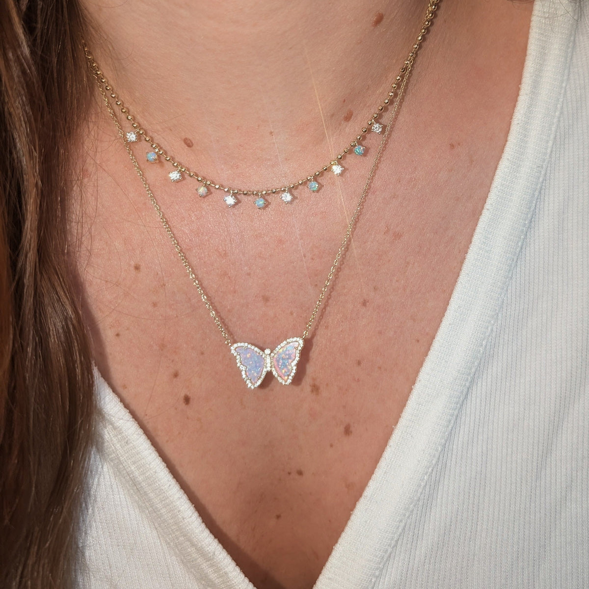 Lights in the Milky Way Opal Necklace on Ball Chain - Large