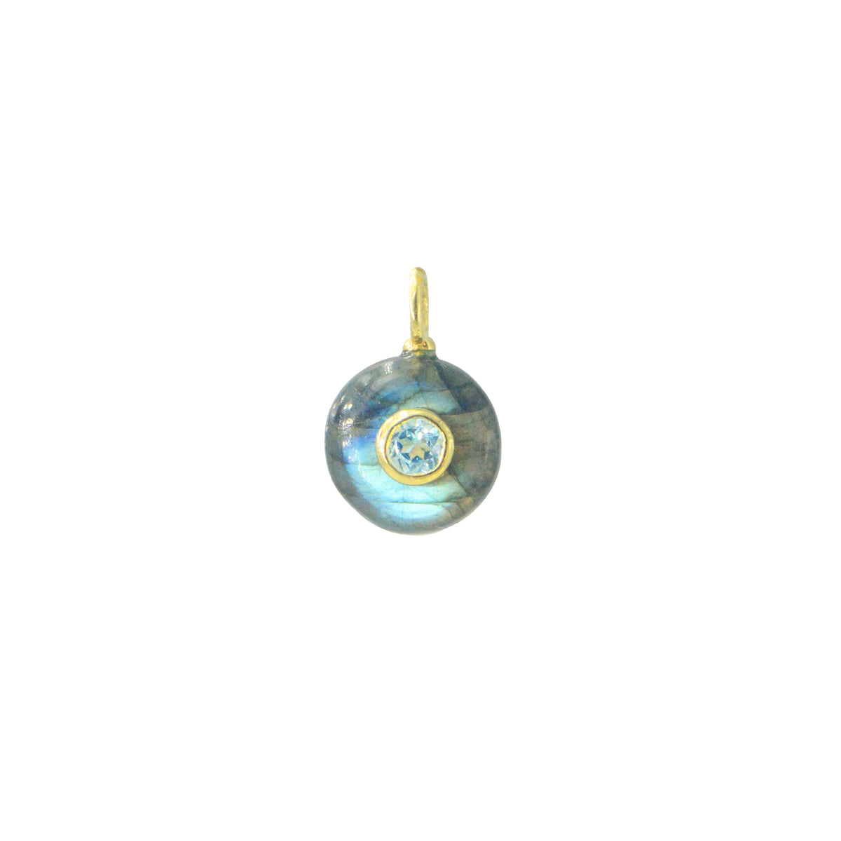 Labradorite Gemstone Pendant With Topaz Mini Coin