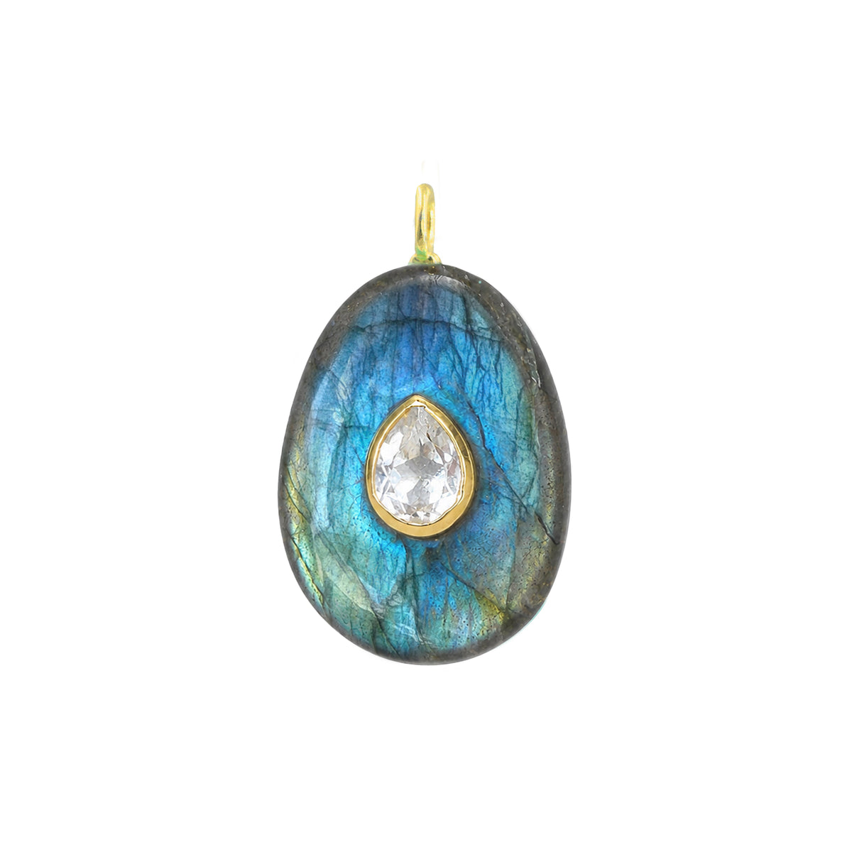 Labradorite Gemstone Pendant With Topaz