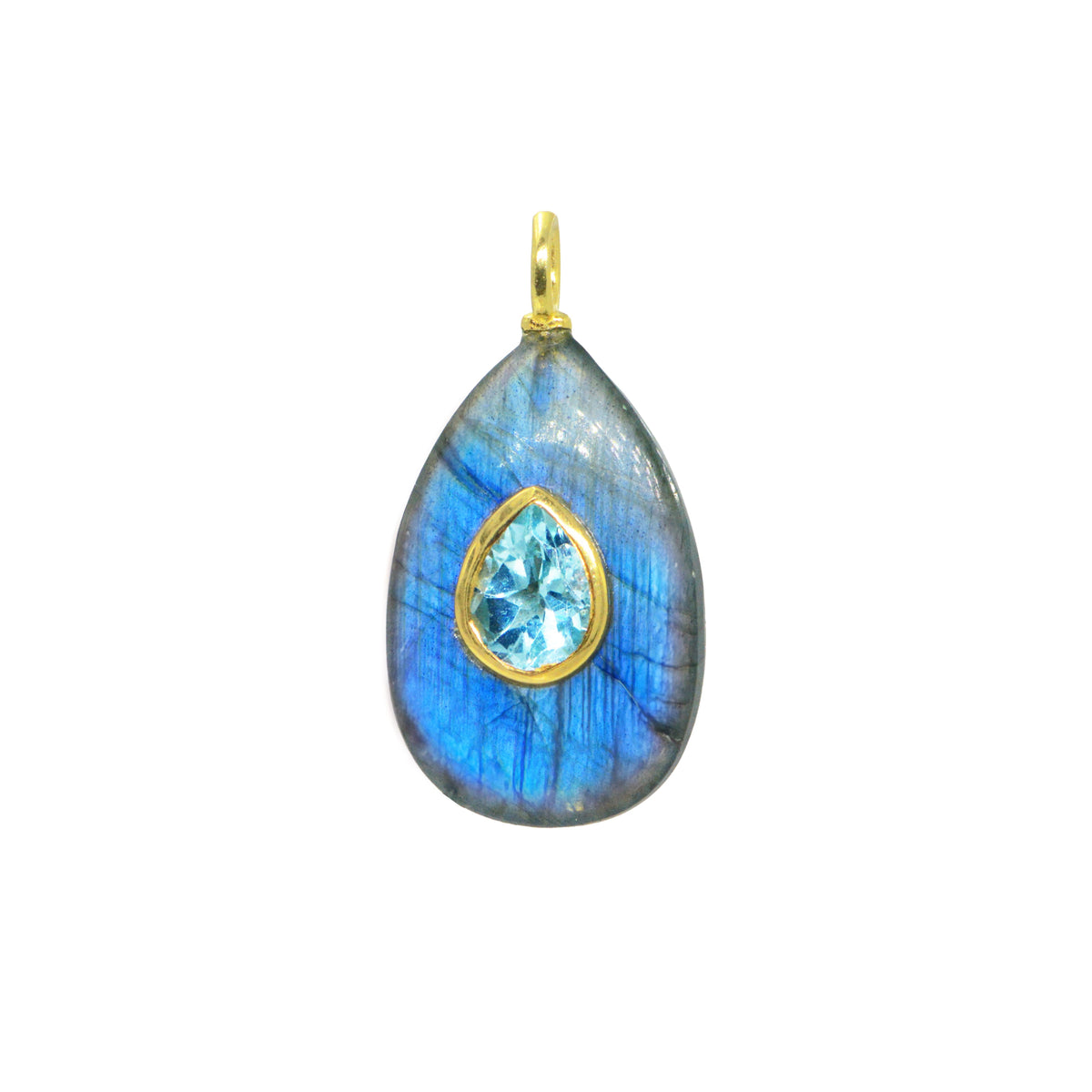 Labradorite Gemstone Pendant With Topaz