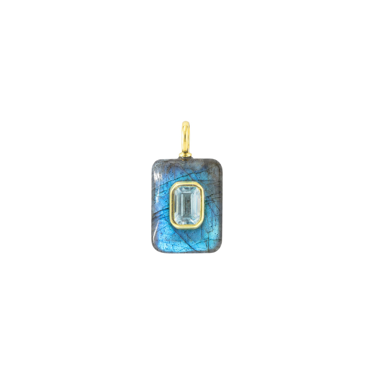 Labradorite Gemstone Pendant With Topaz Small Rectangle