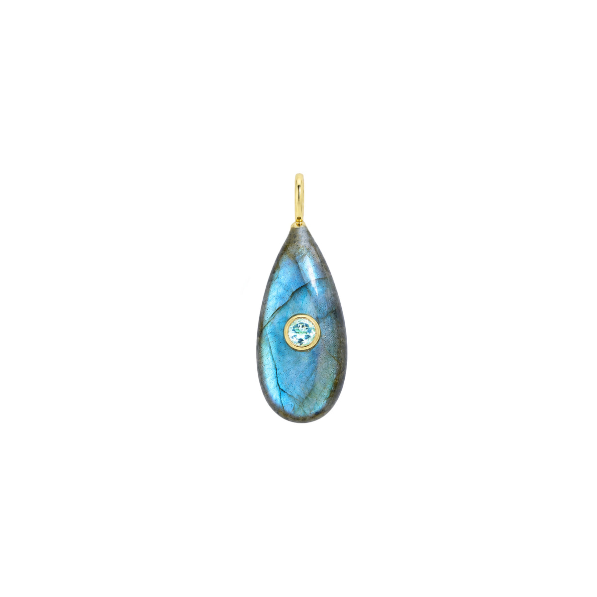 Labradorite Gemstone Pendant With Topaz Mini Teardrop