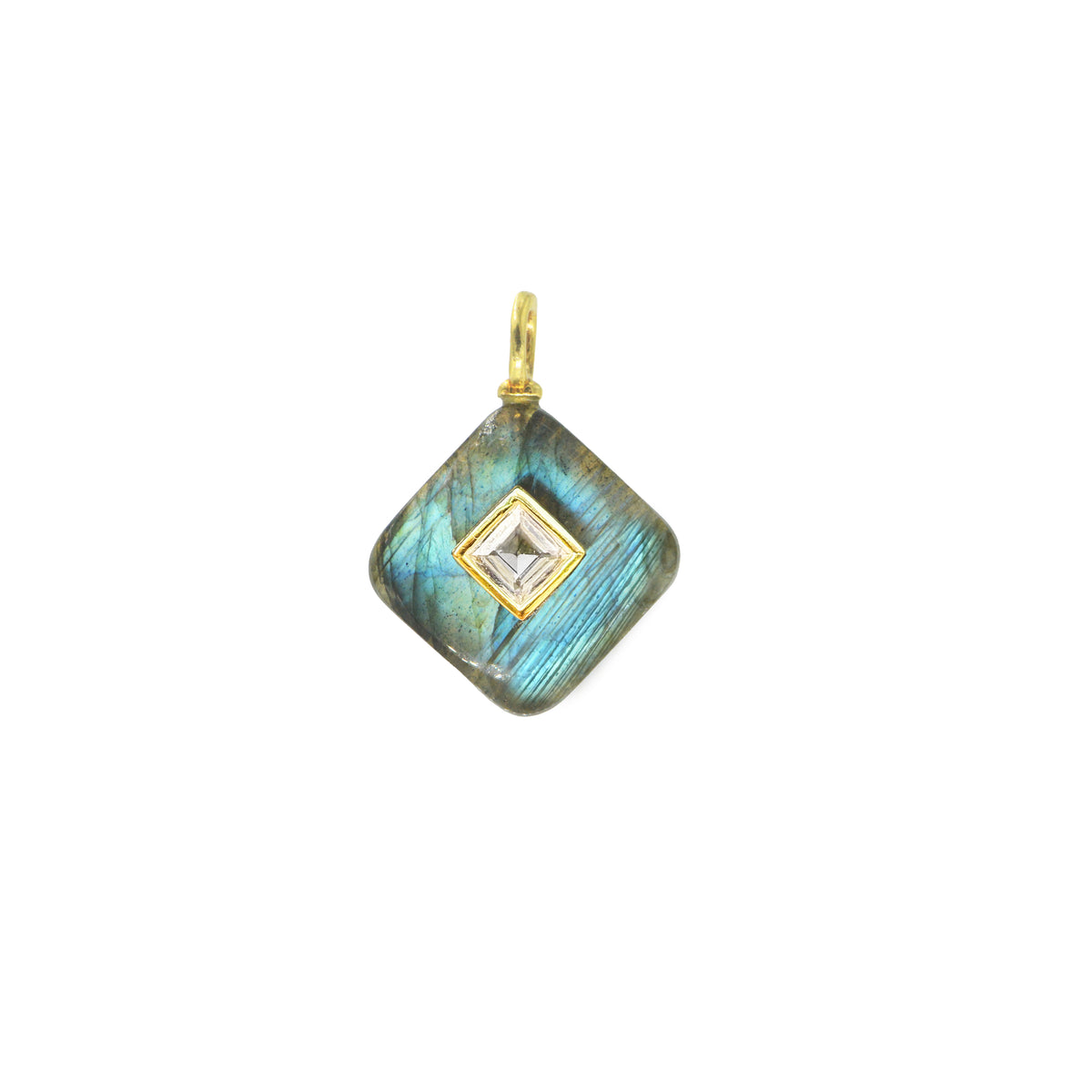Labradorite Gemstone Pendant With Topaz Diamond