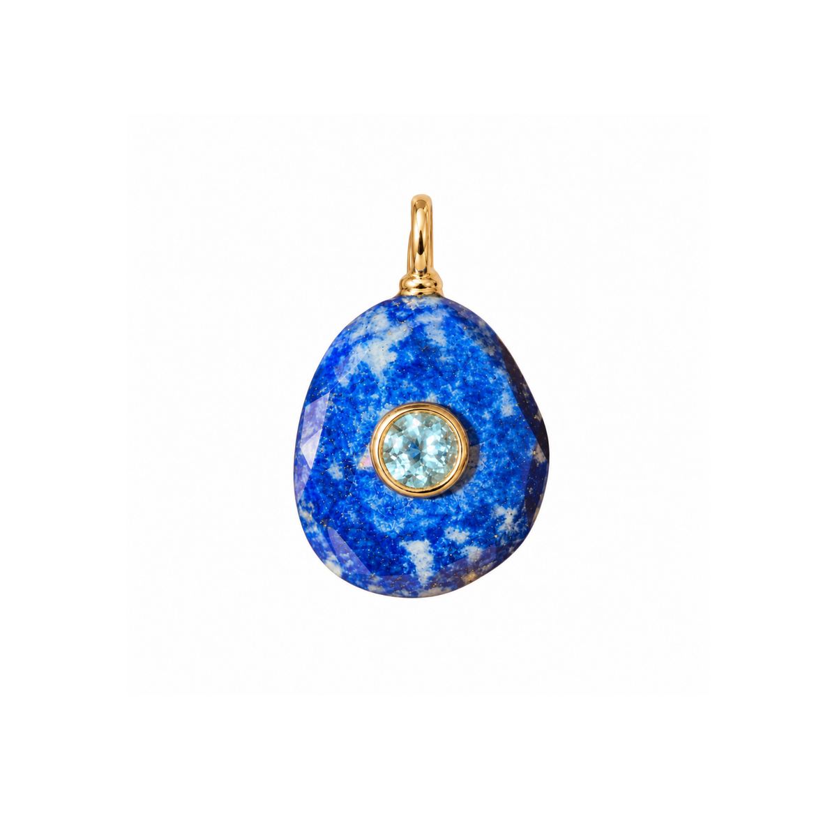 Blue Lapis Gemstone Pendant With Topaz
